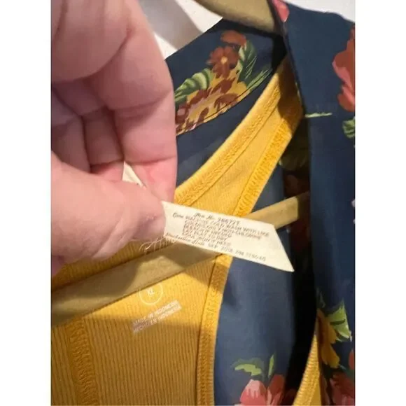 Matilda Jane Blue and Mustard Set Kimono and Tank top size L